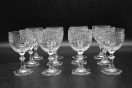 A set of twelve Villeroy & Boch crystal cut wine glasses with makers mark to base. H.15 Dia.8cm (12)