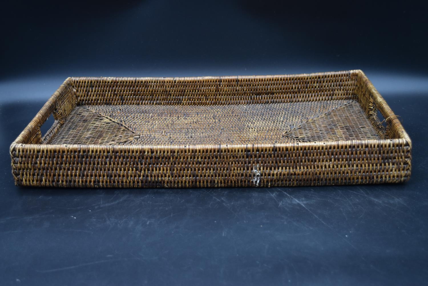 A wicker double ended magazine rack, a wicker tray and twelve balloon wine glasses. H.7 W.55 D. - Image 9 of 23