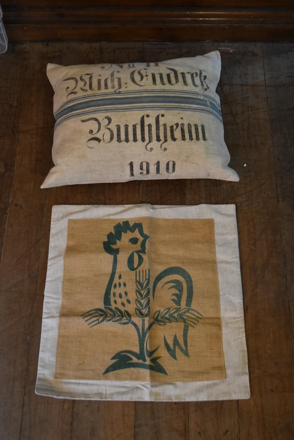 A cushion, canvas sacks and three Chanel posters. H.47 W.60cm (2) - Image 2 of 17