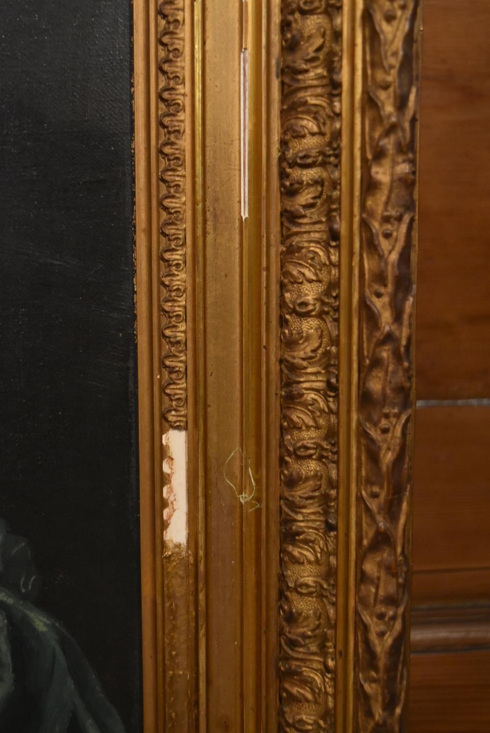 A gilt framed 19th century oil on canvas, portrait of a lady. H.90 W.77cm - Image 3 of 5