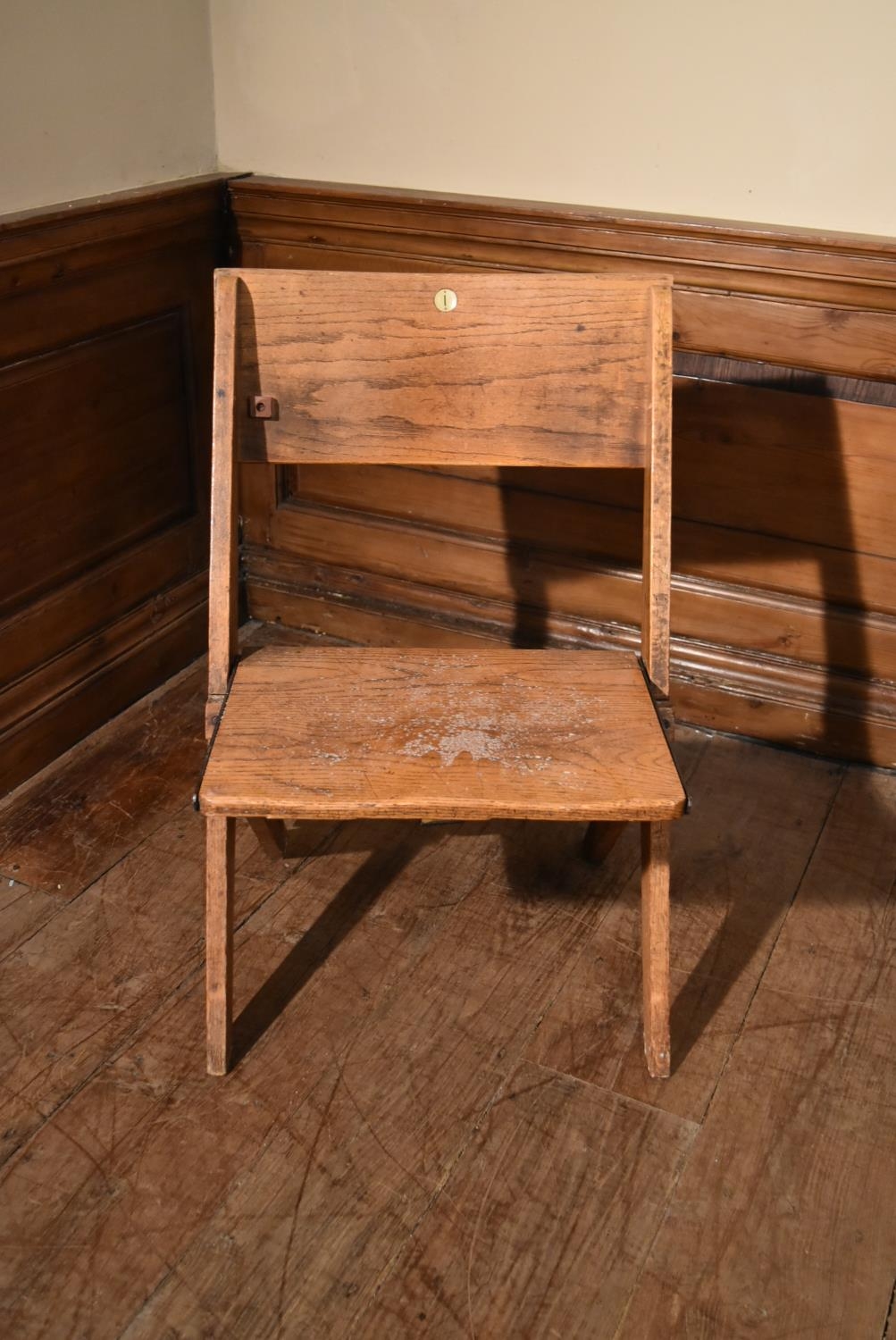 A vintage oak folding child's seat. H.76 W.45 D.33cm - Image 2 of 5