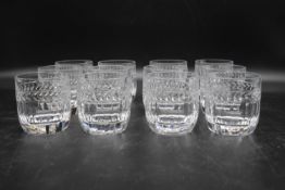 A set of twelve Villeroy & Boch crystal cut tumbler glasses with makers mark to base. H.9 Dia.8.