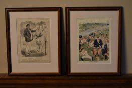 Two early 20th century framed and glazed humorous prints of cricketing interest. H.40 W.33cm (2)