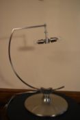 A contemporary chrome table lamp and shade. H.67 W.58cm