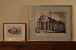 Two framed and glazed antique engravings. One of various British water bird species, hand coloured