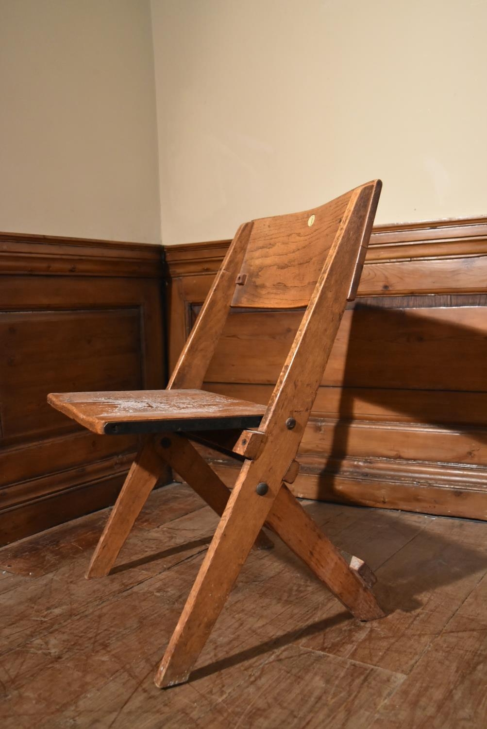 A vintage oak folding child's seat. H.76 W.45 D.33cm - Image 3 of 5