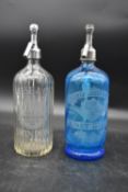 Two vintage etched glass soda syphons. H.32 Dia.8cm (2)