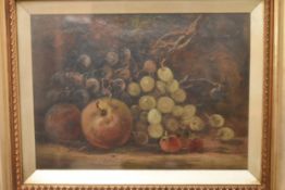 After George Claire - A gilt framed 19th century oil on canvas, still life of fruit. Unsigned. H.