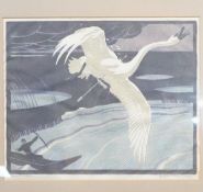 Norbertine von Bresslern-Roth (1891 - 1978) A framed and glazed signed woodblock print of a swan