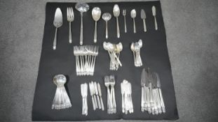 A part dinner service of silver plated Danish Princess pattern Homes and Edwards silver cutlery