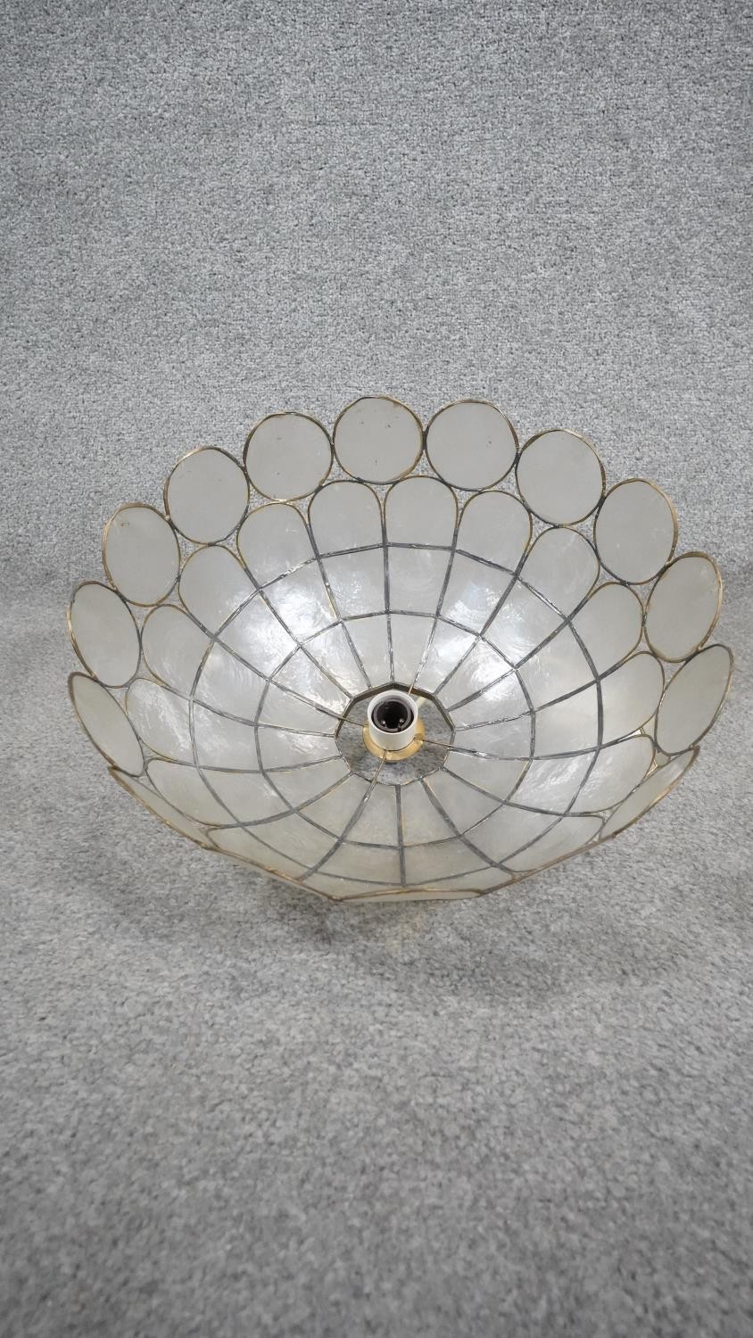 A pair of shell panel and brass domed ceiling lamps. H.20 W.35 D.35 - Image 3 of 6