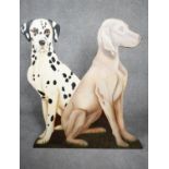 ALEXANDRA CHURCHILL - A painted wooden fire screen in the shape of a Dalmatian and a Weimaraner.