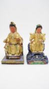 Two Early Qing Chinese hand painted lacquered and gilded wooden house gods. One god of snakes and