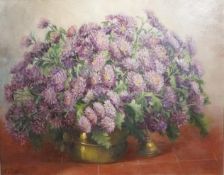 Gerard Chacle (born 1948) A framed still life oil on canvas, chrysanthemums, signed by artist. H.