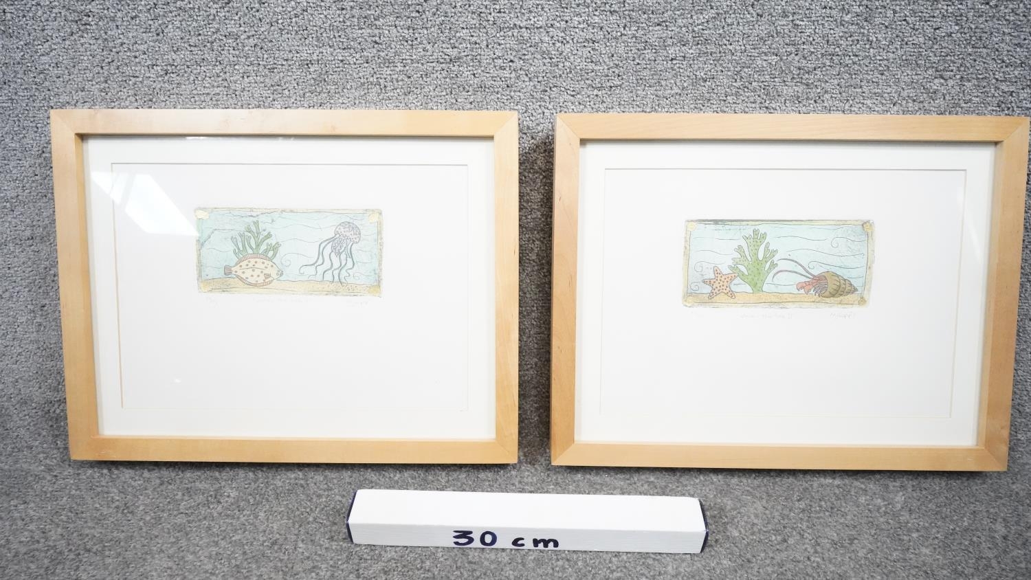 Two framed and glazed signed limited edition sea life prints signed M. J. Epps. One of a starfish - Image 8 of 8