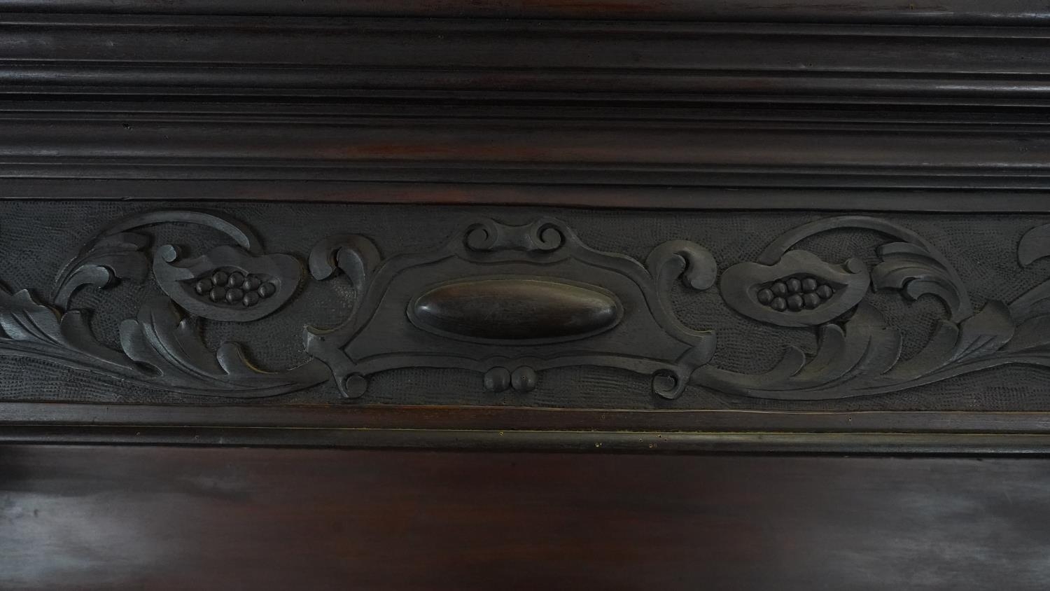 A late 19th century carved walnut mirror backed sideboard. H.197 W.152 D.53 - Image 2 of 10