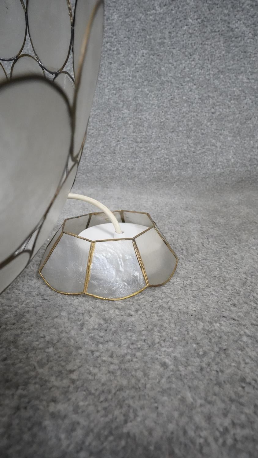 A pair of shell panel and brass domed ceiling lamps. H.20 W.35 D.35 - Image 4 of 6