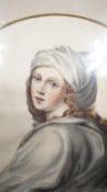 After Guido Reni- A framed and glazed 19th century watercolour on paper Portriat of Beatrice