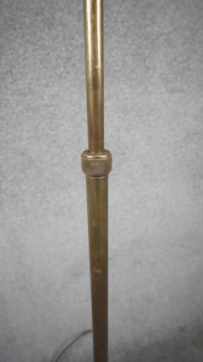 A vintage solid brass weighted base height adjustable standard lamp with silk wrapped cord. H.151 - Image 3 of 6