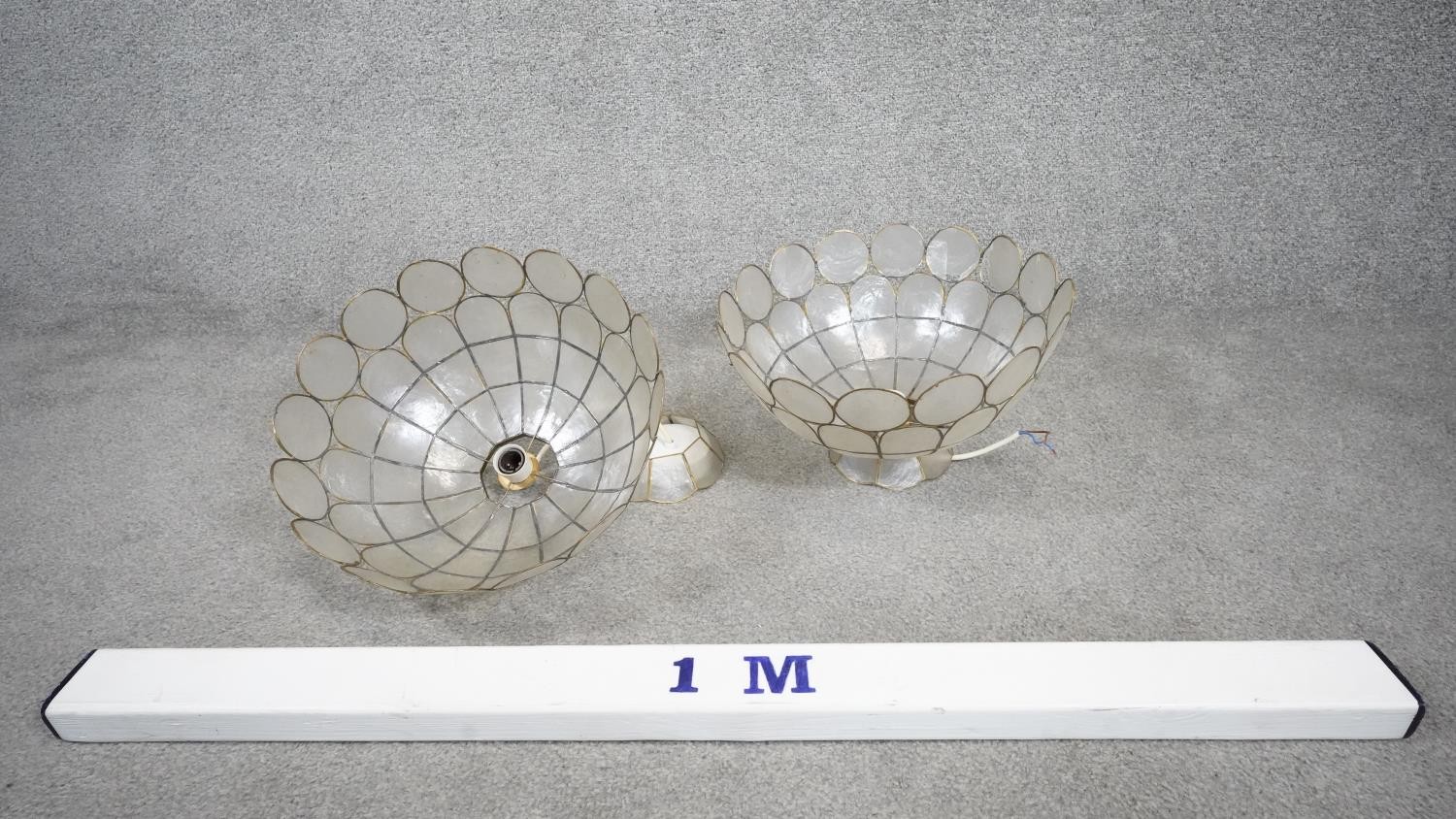 A pair of shell panel and brass domed ceiling lamps. H.20 W.35 D.35 - Image 6 of 6