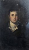 A 19th century framed and glazed oil on board male portrait, unsigned. H.37 W.26