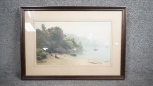 John Gully (1819 - 1888) A framed and glazed print of a watercolour, beach landscape. H.53 W.75