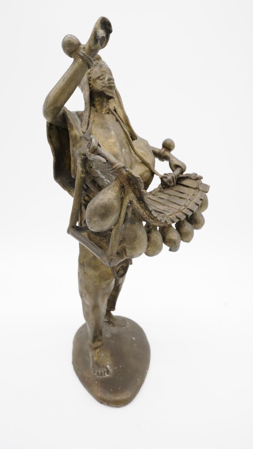 A bronze sculpture of a Tribal Balafon player. H.37 W.20 - Image 5 of 7