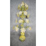 A vintage Italian tole daisy chandelier. H.76cm
