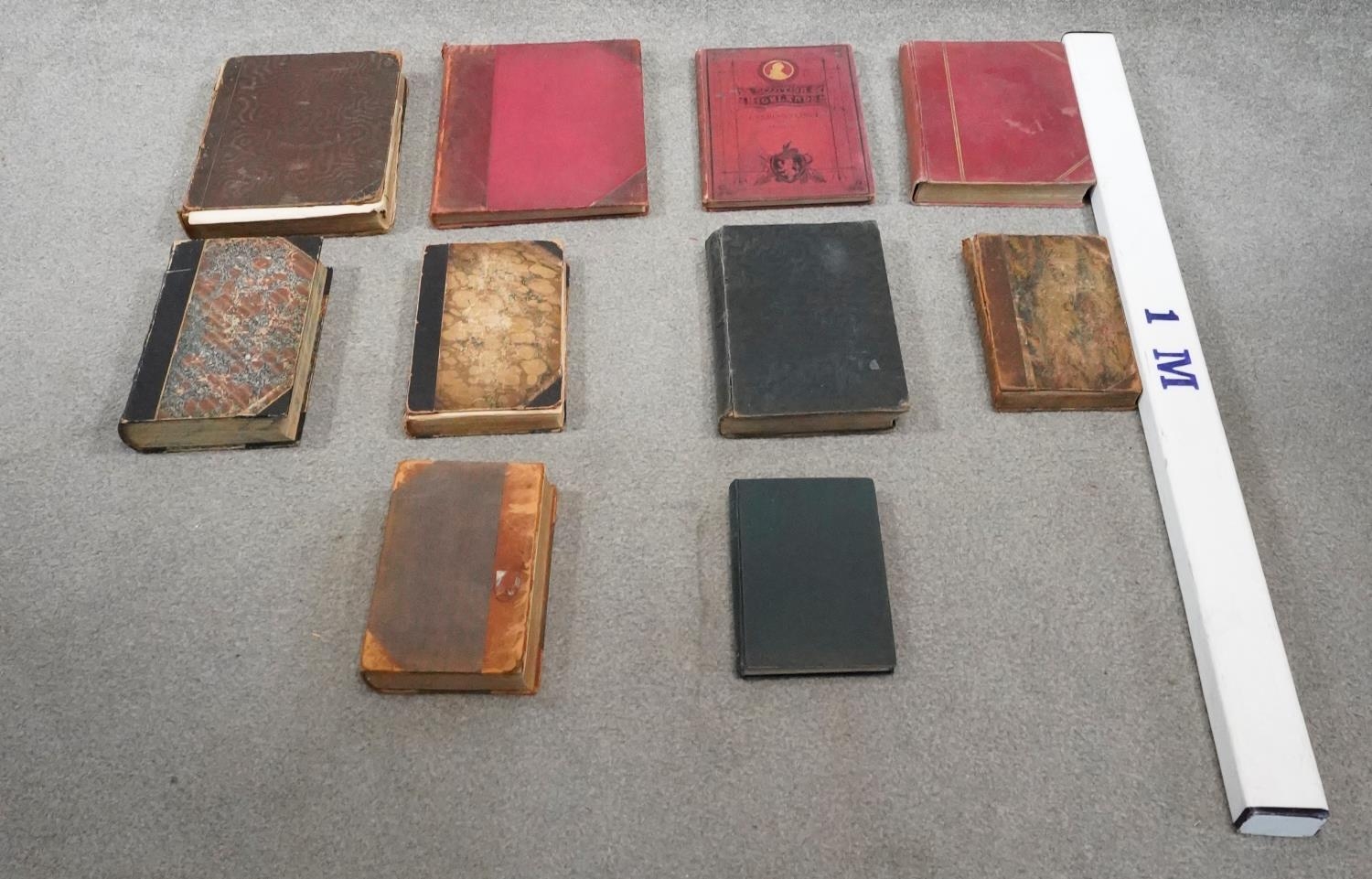 A collection of eleven antique leather bound books. including Mrs Beaton's Book of Household - Image 15 of 15