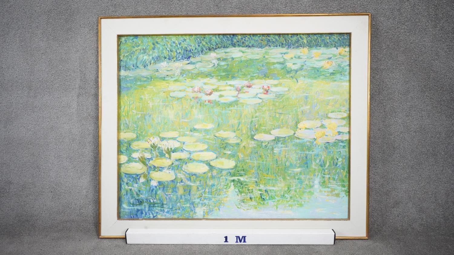 A large oil on canvas in the manner of Monet's Water Lilies. H.111 W.134cm - Image 2 of 4