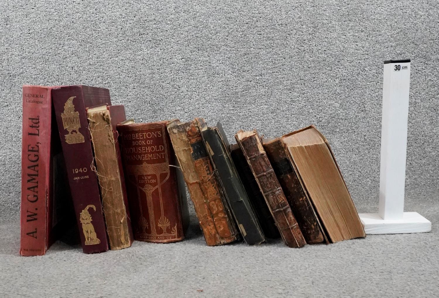 A collection of eleven antique leather bound books. including Mrs Beaton's Book of Household - Image 14 of 15