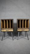 A pair of retro vintage style ebonised record cabinets. H.86 W.50 D.30cm