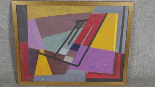 A framed oil on board, abstract study, signed and dated M Holzmann. H.53 L.69cm