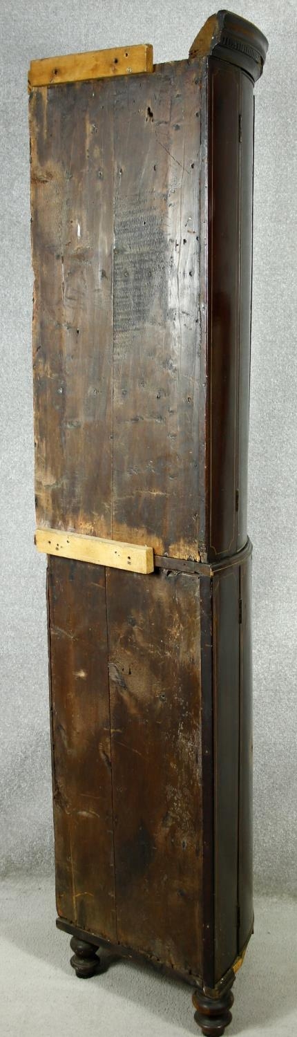 A Georgian mahogany bow fronted two section corner cabinet with satinwood stringing and conch - Image 2 of 18