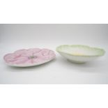 Two painted Portuguese ceramic flower plates. Makers stamp to base of one. H.7 W.24 D.24