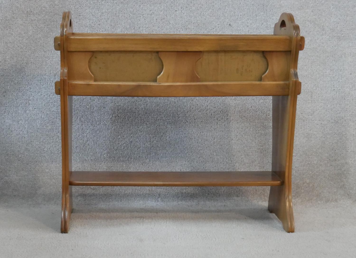 A late 19th century walnut plant trough stand with fitted zinc liner. H.55.5 L.58 W.26cm
