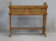 A late 19th century walnut plant trough stand with fitted zinc liner. H.55.5 L.58 W.26cm
