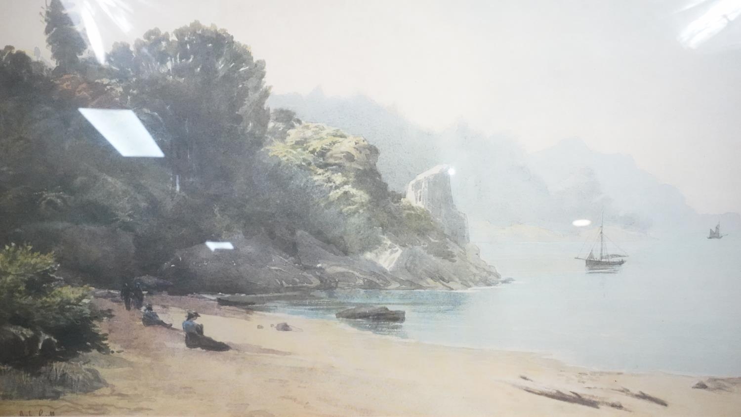 John Gully (1819 - 1888) A framed and glazed print of a watercolour, beach landscape. H.53 W.75 - Image 2 of 5