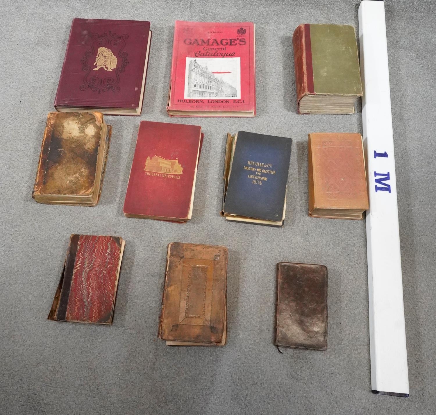 A collection of eleven antique leather bound books. including Mrs Beaton's Book of Household - Image 13 of 15