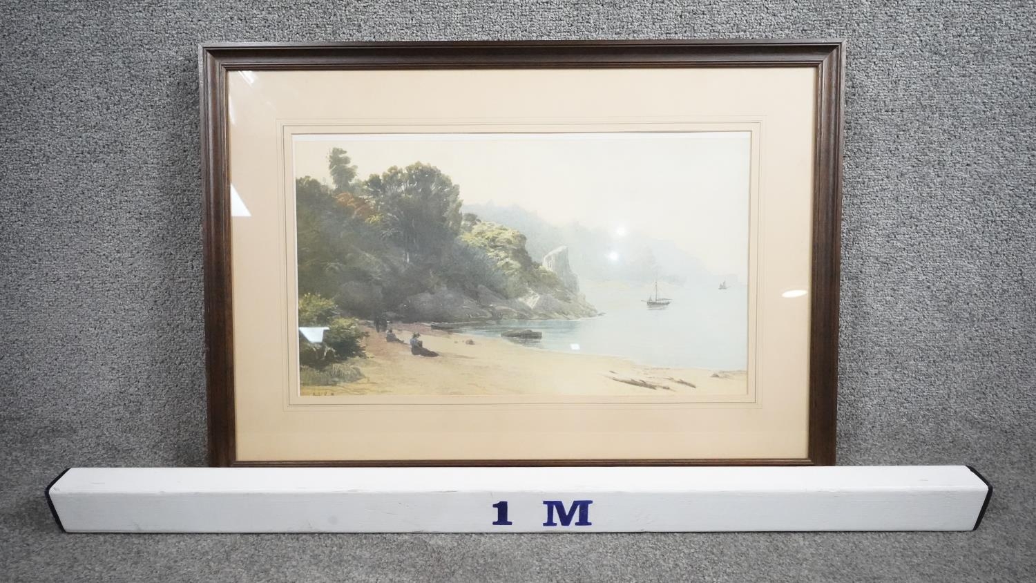 John Gully (1819 - 1888) A framed and glazed print of a watercolour, beach landscape. H.53 W.75 - Image 5 of 5