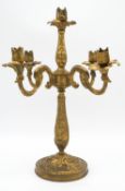 A vintage gilt metal five branch table candelabra. H.45cm