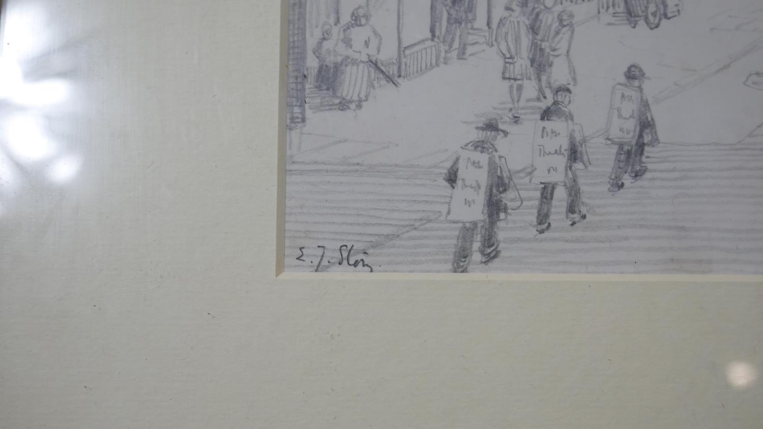 Edna Lumb- A framed and glazed watercolour on paper of a market street, signed and dated with - Image 3 of 9