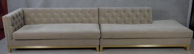 A Bespoke Sofa Company two part sofa in buttoned upholstery. H.75 W.362 D.85cm