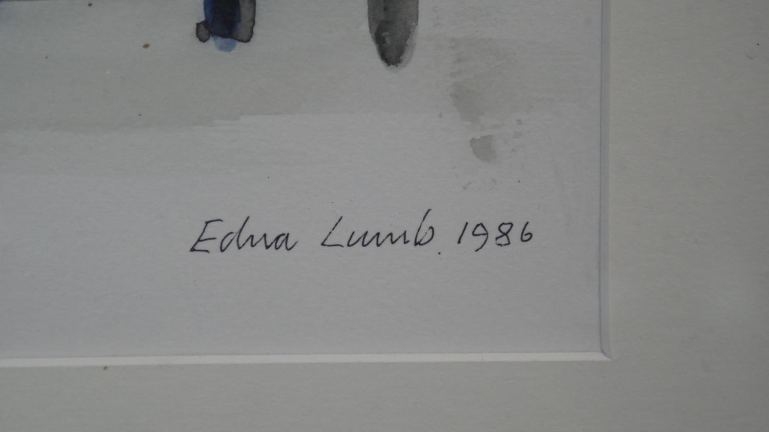 Edna Lumb- A framed and glazed watercolour on paper of a market street, signed and dated with - Image 5 of 9