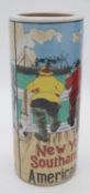 A large ceramic transfer printed vase with the New York Southampton, American Line and a scene of