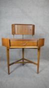 A 1960's vintage Wrighton corner desk with maker's stamp to the inside. H.108 W.91 D.65cm