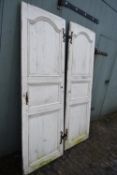 A pair of old painted French doors. H.185 W.64cm