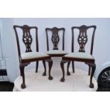 Three Chippendale style mahogany dining chairs