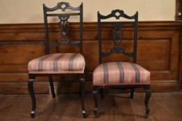 A late 19th century dining chair and a matching nursing chair.