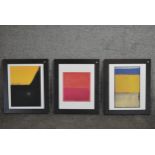 A set of three contemporary abstract prints. H.42 W.34cm